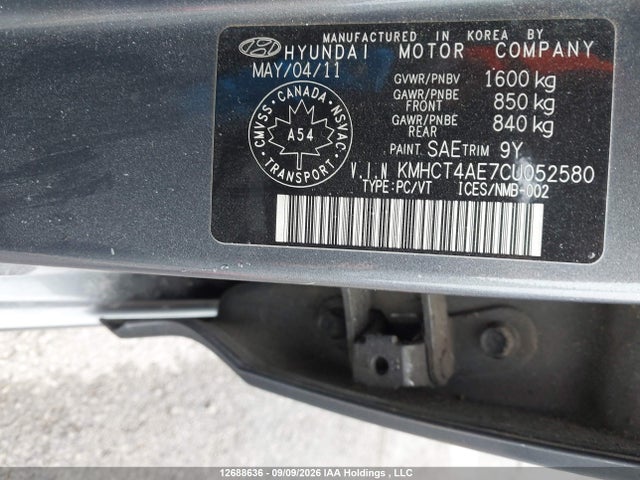 Продажа на аукционе авто 2012 Hyundai Accent, vin: KMHCT4AE7CU052580, номер лота: 12688636