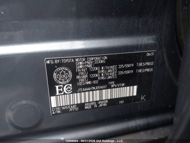 Toyota Venza Xle 2021 JTEAAAAH7MJ059697 Image 18