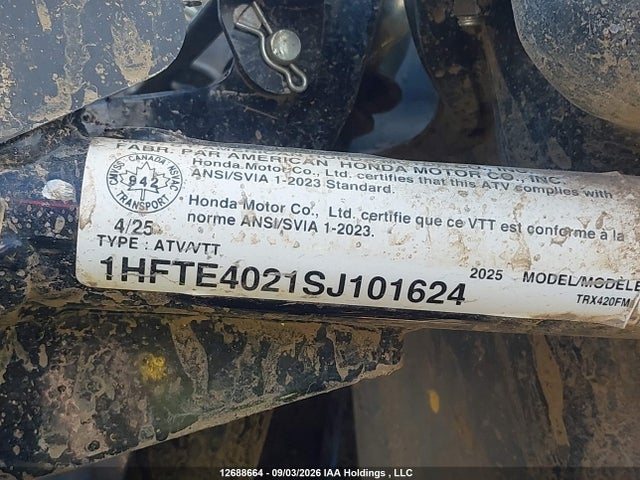 Honda Trx420 Fm 2025 1HFTE4021SJ101624 Image 9