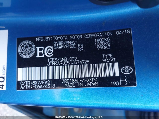 Toyota COROLLA IM 2018 JTNKARJE5JJ574928 Image 9