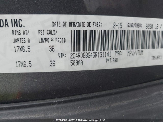 Dodge Grand Caravan Se 2016 2C4RDGBG4GR131141 Image 9
