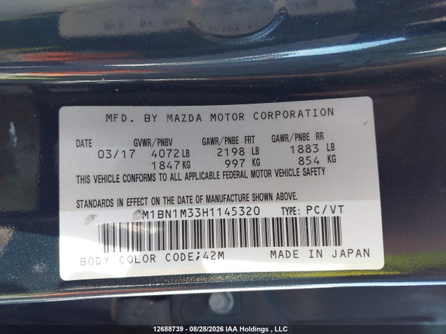 Продажа на аукционе авто 2017 Mazda Mazda3, vin: JM1BN1M33H1145320, номер лота: 12688739