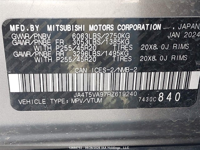 JA4T5VA97RZ619240 Mitsubishi Outlander Se/ralliart