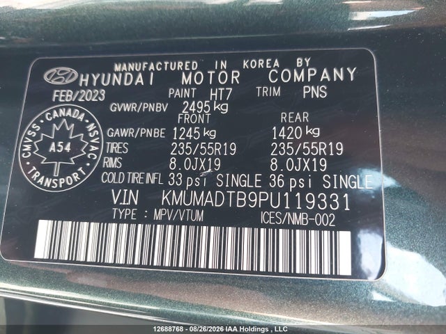 12688768 :رقم المزاد ، KMUMADTB9PU119331 vin ، 2023 Genesis Gv70 Select/advanced/sport Prestige مزاد بيع