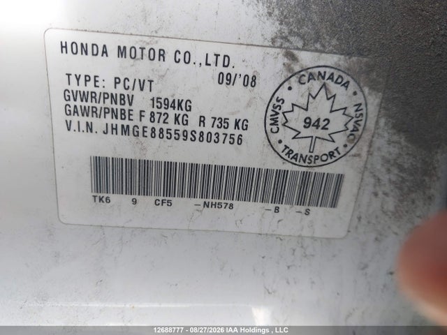 Продаж на аукціоні авто 2009 Honda Fit Lx, vin: JHMGE88559S803756, номер лоту: 12688777