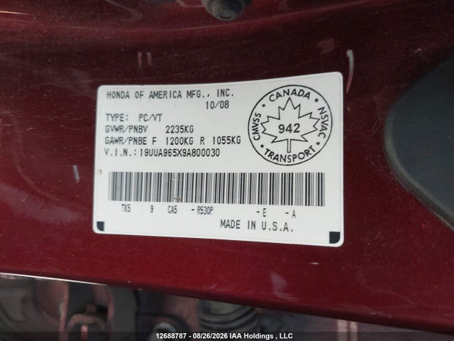 Aukcja sprzedaży 2009 Acura Tl, vin: 19UUA965X9A800030, numer aukcji: 12688787