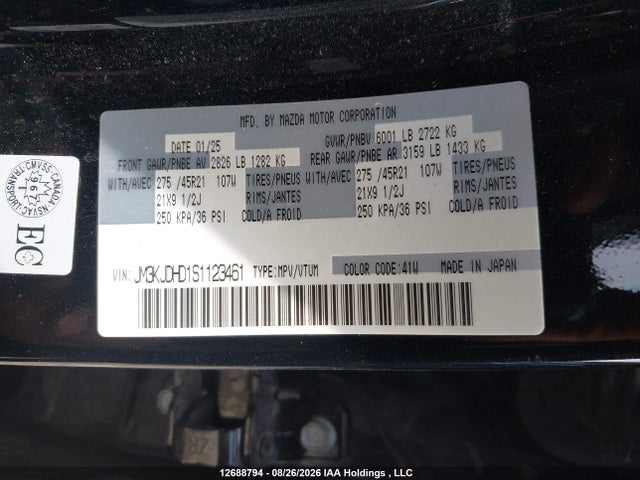 Продажа на аукционе авто 2025 Mazda Cx-70 Premium, vin: JM3KJDHD1S1123461, номер лота: 12688794