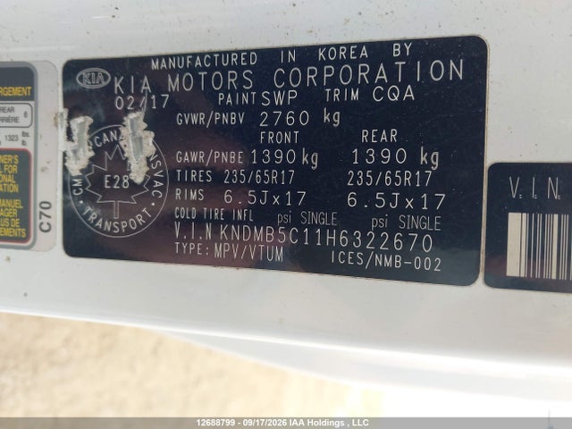 KIA SEDONA LX 2017 KNDMB5C11H6322670 Image 19
