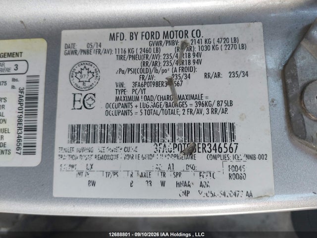 2014 Ford Fusion Se მანქანა იყიდება აუქციონზე, vin: 3FA6P0T98ER346567, აუქციონის ნომერი: 12688801