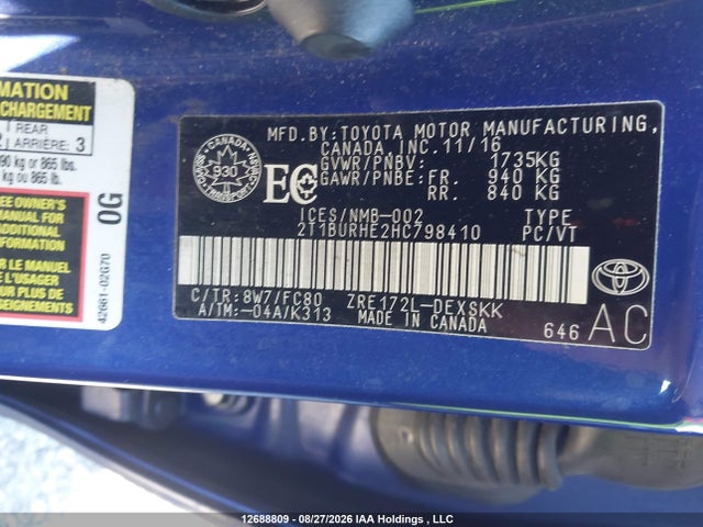 Toyota COROLLA SE 2017 2T1BURHE2HC798410 Image 9