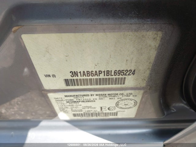 Aukcja sprzedaży 2011 Nissan Sentra 2.0/2.0s/sr/2.0sl, vin: 3N1AB6AP1BL695224, numer aukcji: 12688851