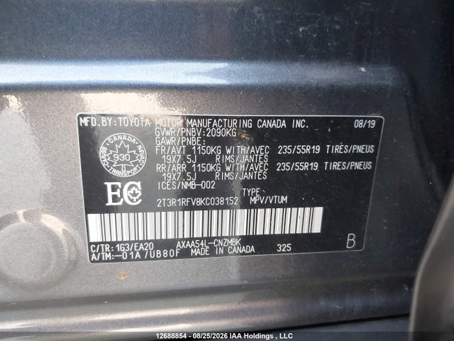 Toyota Rav4 Xle 2019 2T3R1RFV8KC038152 Image 17