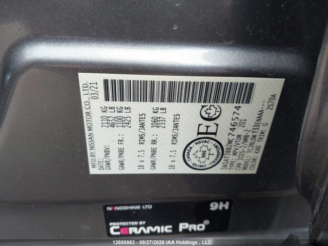 Nissan ROGUE SV 2021 5N1AT3BB2MC746574 Image 9
