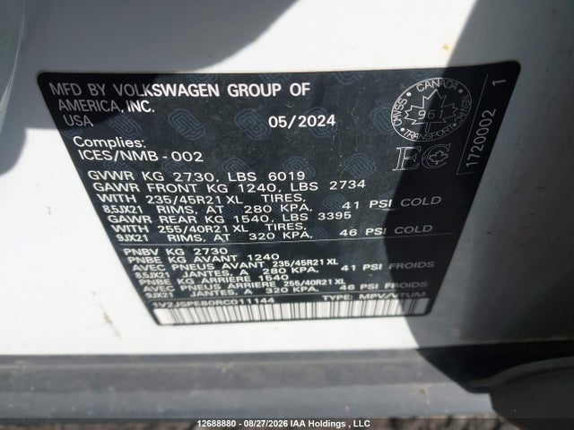 Продажа на аукционе авто 2024 Volkswagen Id.4 Pro S, vin: 1V2JSPE80RC011144, номер лота: 12688880