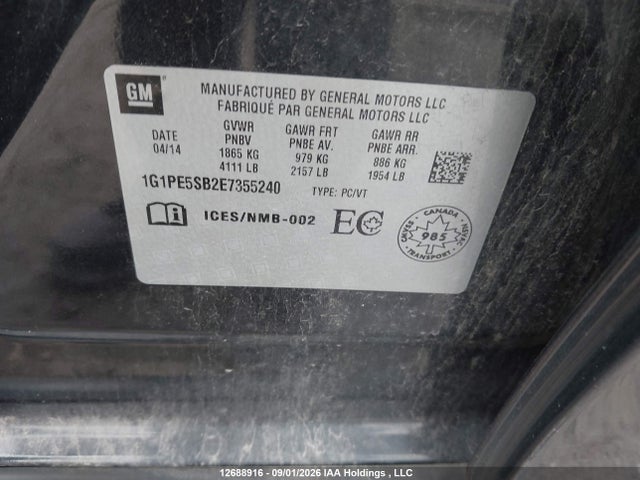 1G1PE5SB2E7355240 Chevrolet CRUZE LT