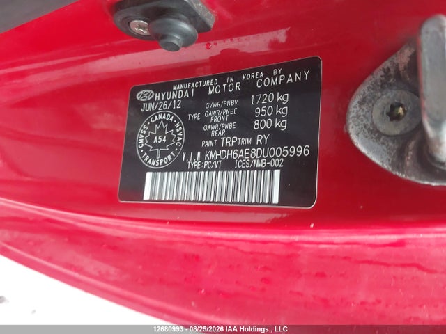 Aukcja sprzedaży 2013 Hyundai Elantra Gls, vin: KMHDH6AE8DU005996, numer aukcji: 12680993