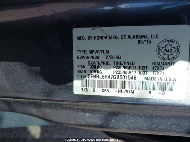 Honda ODYSSEY EX 2016 5FNRL5H47GB501546 Image 19