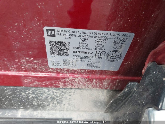 12688995 :رقم المزاد ، 3GN7DLRR4SS151691 vin ، 2025 Chevrolet Equinox Ev Lt مزاد بيع