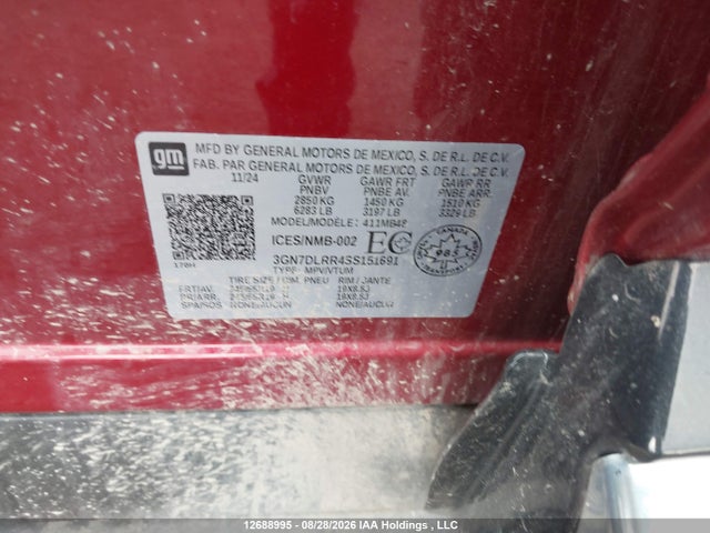 12688995 :رقم المزاد ، 3GN7DLRR4SS151691 vin ، 2025 Chevrolet Equinox Ev Lt مزاد بيع