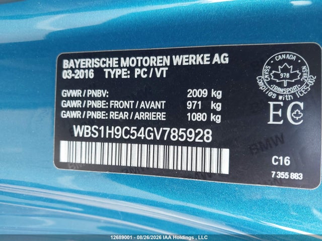 Aukcja sprzedaży 2016 Bmw M2, vin: WBS1H9C54GV785928, numer aukcji: 12689001