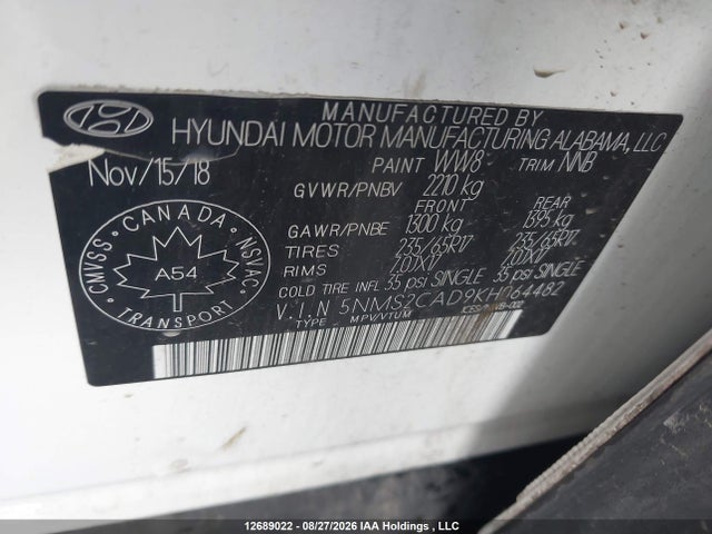 Hyundai Santa Fe Essential 2019 5NMS2CAD9KH064482 Image 9