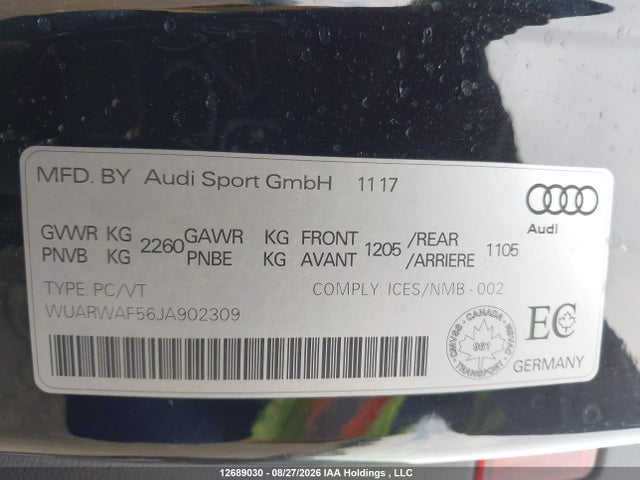 Aukcja sprzedaży 2018 Audi Rs 5 2.9, vin: WUARWAF56JA902309, numer aukcji: 12689030