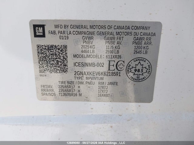 Chevrolet EQUINOX LT 2019 2GNAXKEV6K6218591 Image 9