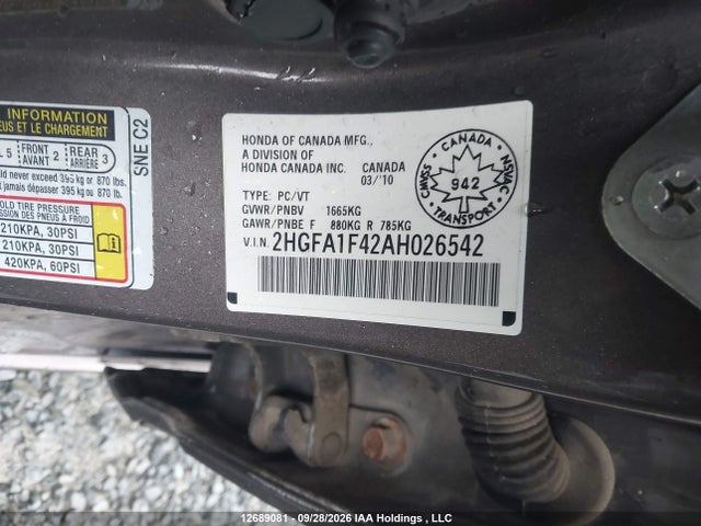 Продажа на аукционе авто 2010 Honda Civic Dx-g, vin: 2HGFA1F42AH026542, номер лота: 12689081