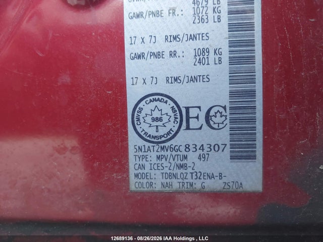 12689136 :رقم المزاد ، 5N1AT2MV6GC834307 vin ، 2016 Nissan Rogue S/sl Premium/sv مزاد بيع