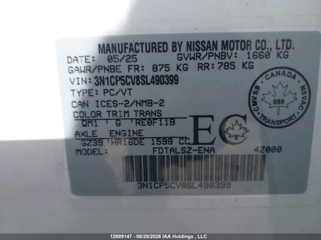 Nissan Kicks Play Sv 2025 3N1CP5CV8SL490399 Image 18