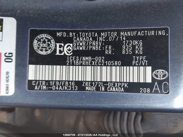 2T1BPRHEXEC210580 Toyota Corolla Le Eco Upgrade