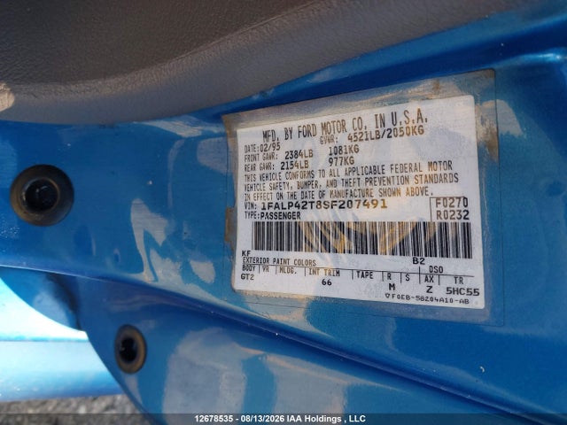 Продажа на аукционе авто 1995 Ford Mustang Gt/gts, vin: 1FALP42T8SF207491, номер лота: 12678535