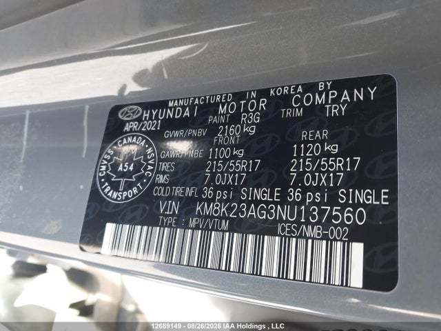 Hyundai Kona Sel 2022 KM8K23AG3NU137560 Image 9