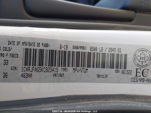 1C4RJFAG5KC823415 Jeep Grand Cherokee Laredo