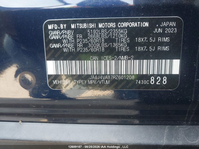 Продажа на аукционе авто 2024 Mitsubishi Outlander Le/se/sel, vin: JA4J4VA87RZ601208, номер лота: 12689187