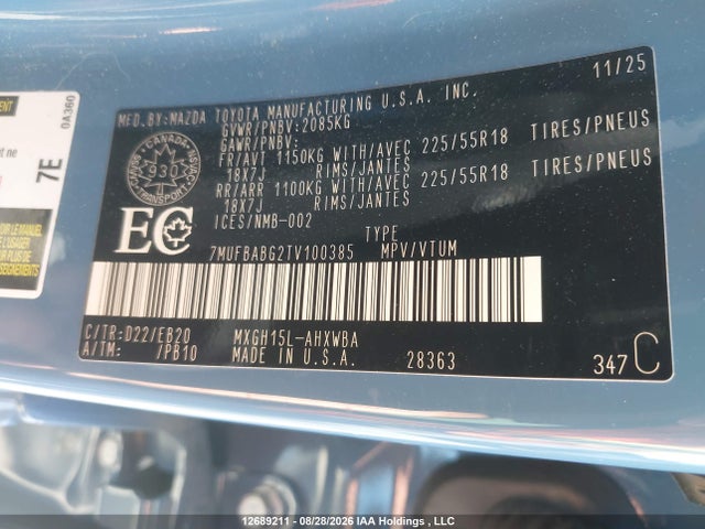 2026 Toyota Corolla Cross Hybrid Xse Awd მანქანა იყიდება აუქციონზე, vin: 7MUFBABG2TV100385, აუქციონის ნომერი: 12689211
