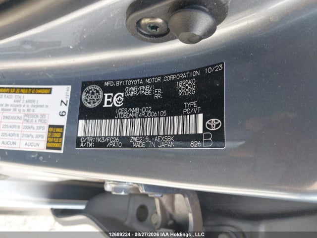 12689224 :رقم المزاد ، JTDBDMHE4RJ006105 vin ، 2024 Toyota Corolla مزاد بيع