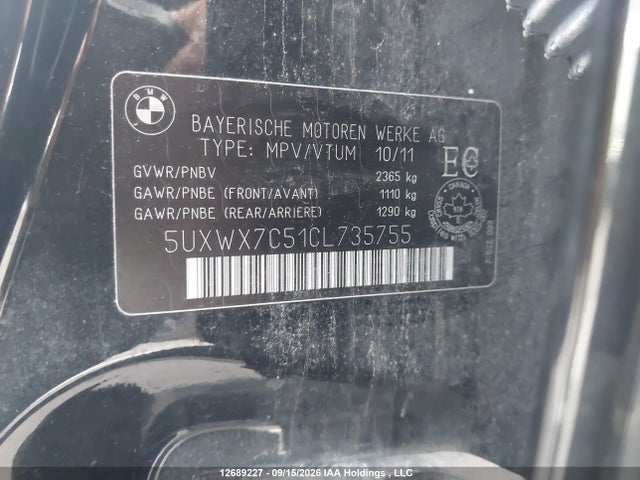 Продаж на аукціоні авто 2012 Bmw X3 Xdrive35i, vin: 5UXWX7C51CL735755, номер лоту: 12689227