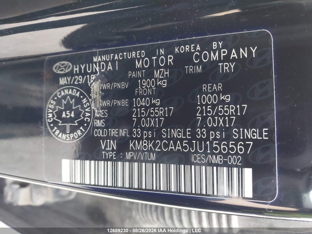 Hyundai Kona 2.0l Preferred 2018 KM8K2CAA5JU156567 Image 18