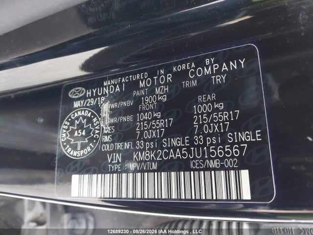Hyundai Kona 2.0l Preferred 2018 KM8K2CAA5JU156567 Image 9
