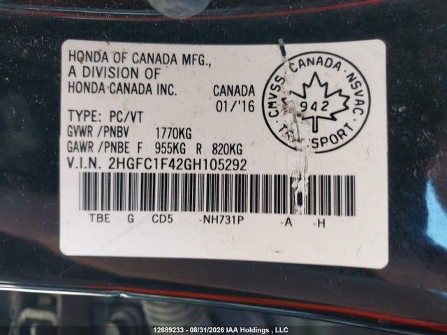 Honda Civic Ex-t 2016 2HGFC1F42GH105292 Image 9