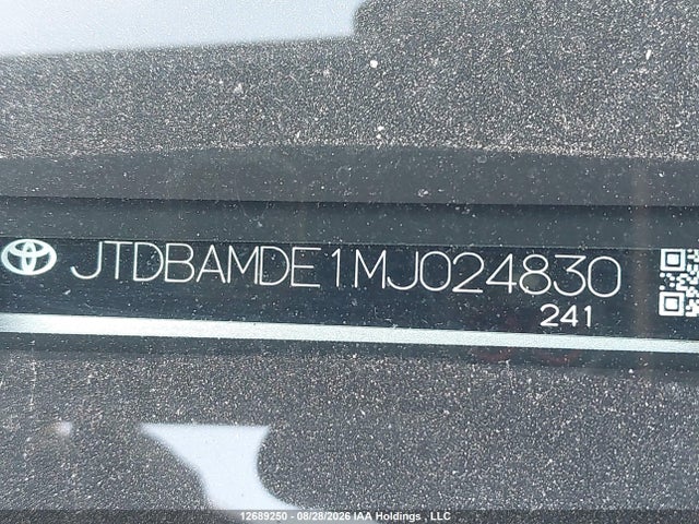 Продаж на аукціоні авто 2021 Toyota Corolla, vin: JTDBAMDE1MJ024830, номер лоту: 12689250