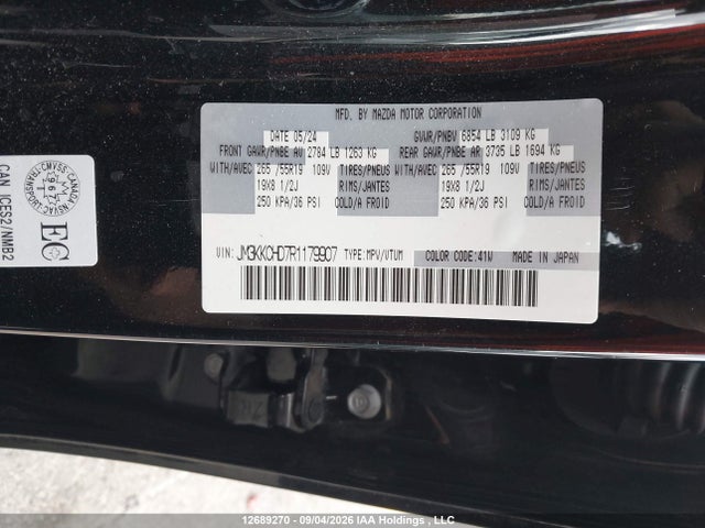 Aukcja sprzedaży 2024 Mazda Cx-90 Mhev Gs-l, vin: JM3KKCHD7R1179907, numer aukcji: 12689270
