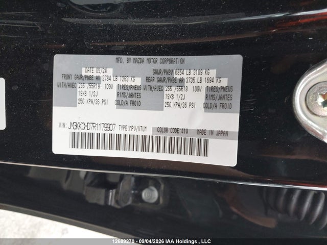 Aukcja sprzedaży 2024 Mazda Cx-90 Mhev Gs-l, vin: JM3KKCHD7R1179907, numer aukcji: 12689270