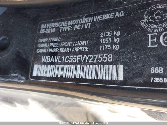 12689289 :رقم المزاد ، WBAVL1C55FVY27558 vin ، 2015 Bmw X1 Xdrive28i مزاد بيع