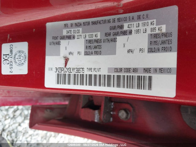 3MZBPBCM3LM138676 Mazda Mazda3 Gs