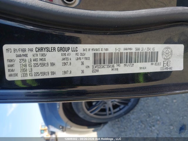 Продажа на аукционе авто 2012 Dodge Journey, vin: 3C4PDDEG0CT350106, номер лота: 12689302