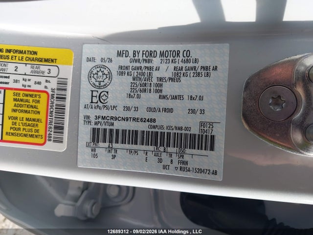 2026 Ford Bronco Sport Outer Banks მანქანა იყიდება აუქციონზე, vin: 3FMCR9CN9TRE62488, აუქციონის ნომერი: 12689312