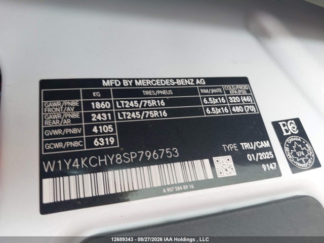 Mercedes-Benz Sprinter 2500 2025 W1Y4KCHY8SP796753 Image 9