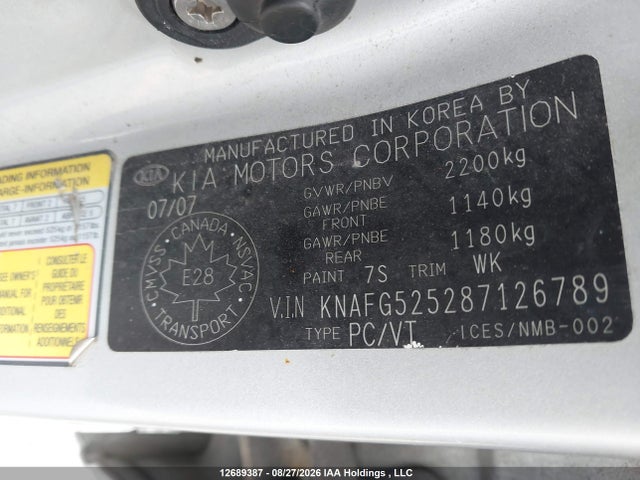 Продаж на аукціоні авто 2008 Kia Rondo, vin: KNAFG525287126789, номер лоту: 12689387